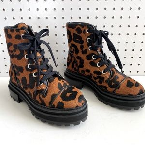 Schultz | Maylova Leopard Print Leather Lace-Up Boot
